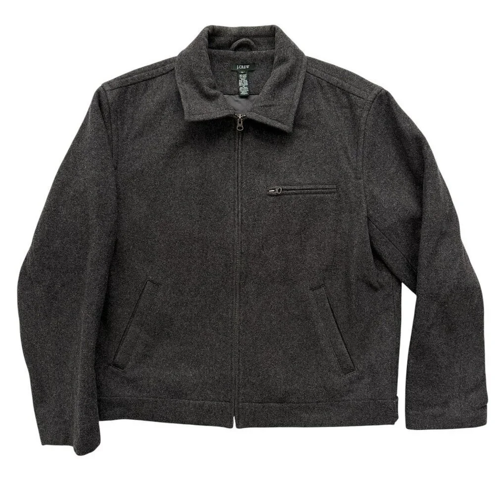 J CREW City Jacket Wool Blend Charcoal Night Gray XL